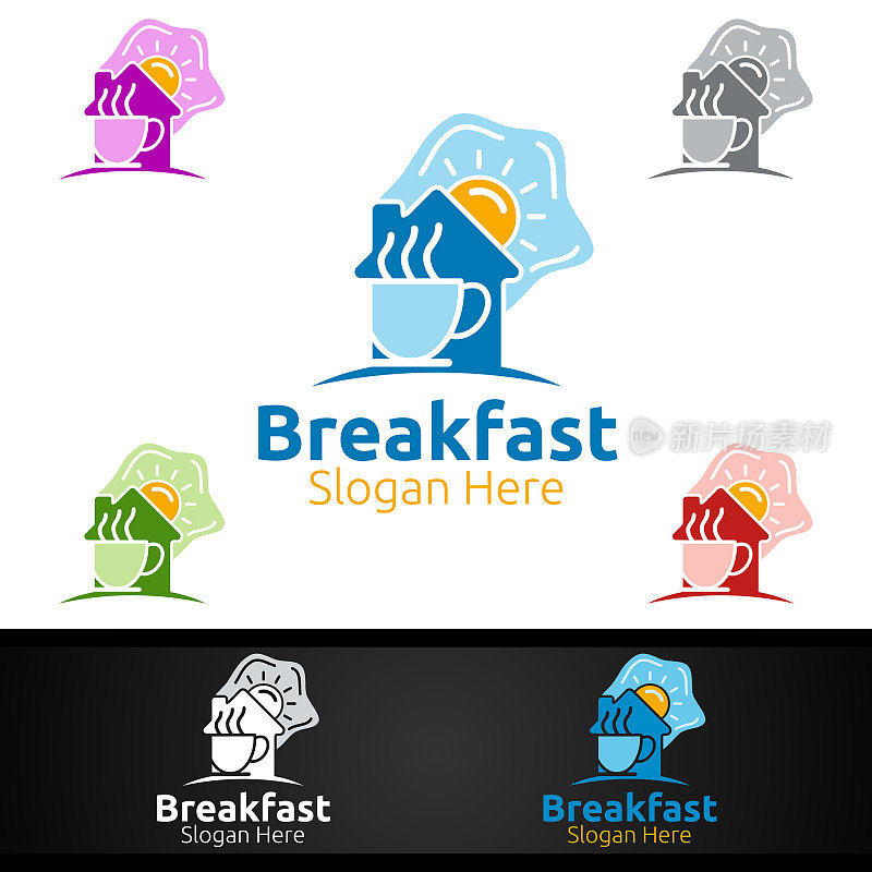 Fast Food Breakfast Delivery Service Symbol for Restaurant, Cafe or Online Catering Delivery
